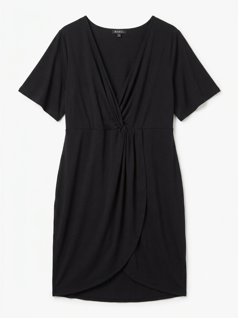rebels Black Wrap-Front Mini Dress